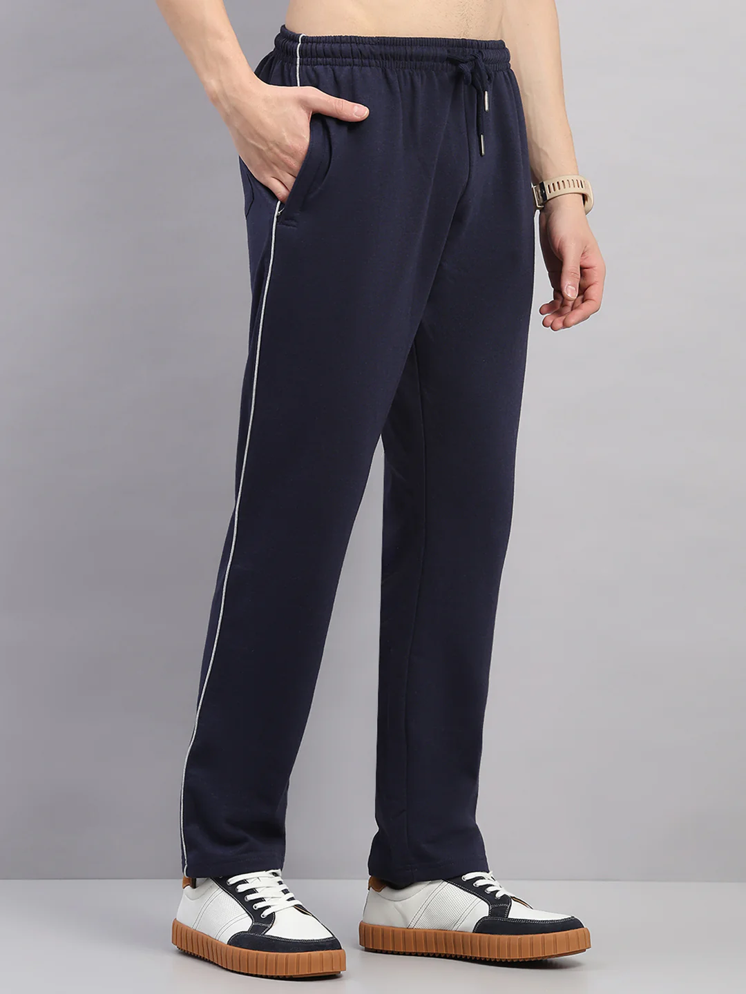 Men Dark Blue Solid Regular Fit Winter Lower - Image 4