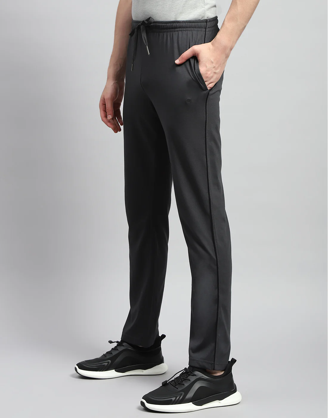 Men Dark Grey Solid Regular Fit Lower - Image 3