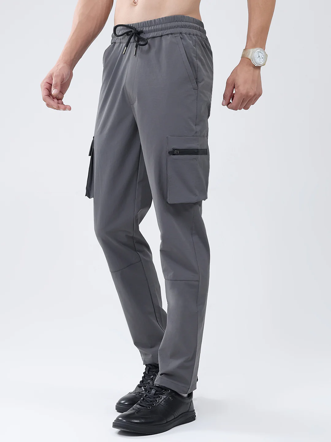 Men Dark Grey Solid Regular Fit Winter Lower - Image 3