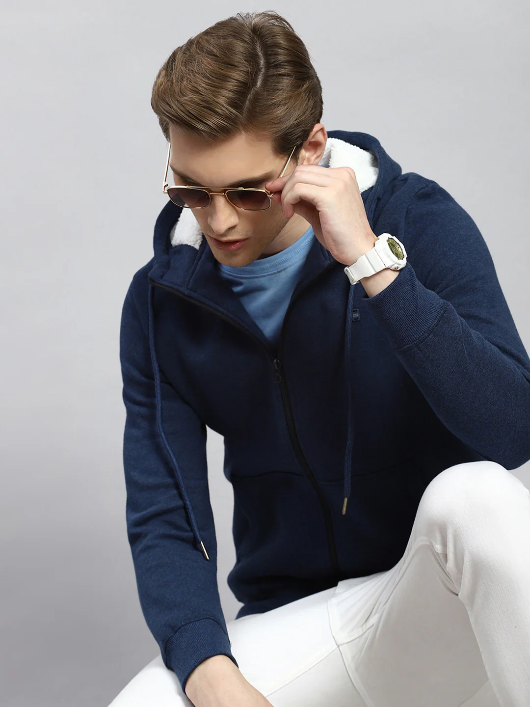 Men Denim Plain Sweatshirt - Image 2