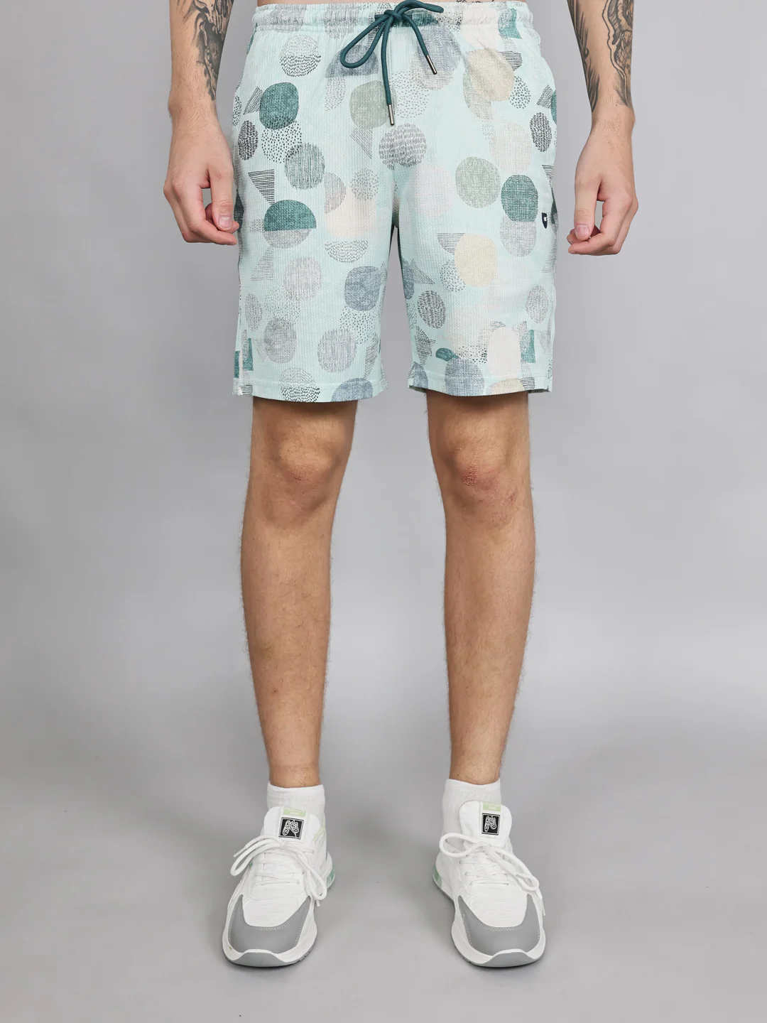 Men Green Abstract Print Regular Fit Bermuda Set - Image 7
