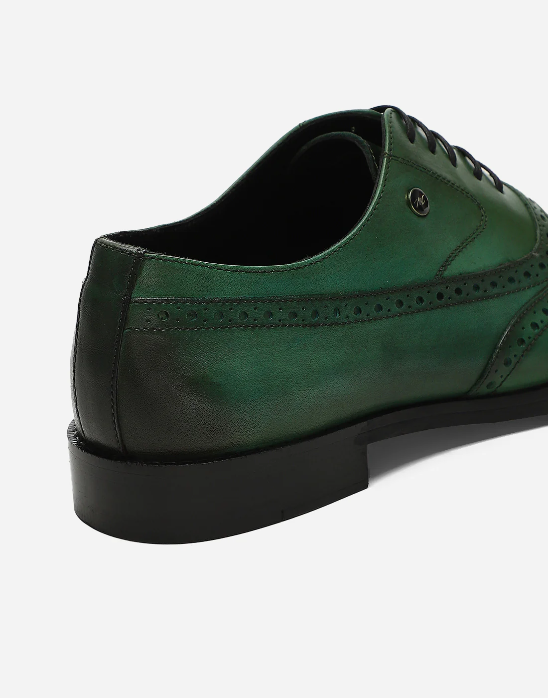 Men Green Lace Up Genuine Leather Formal Brogues - Image 9
