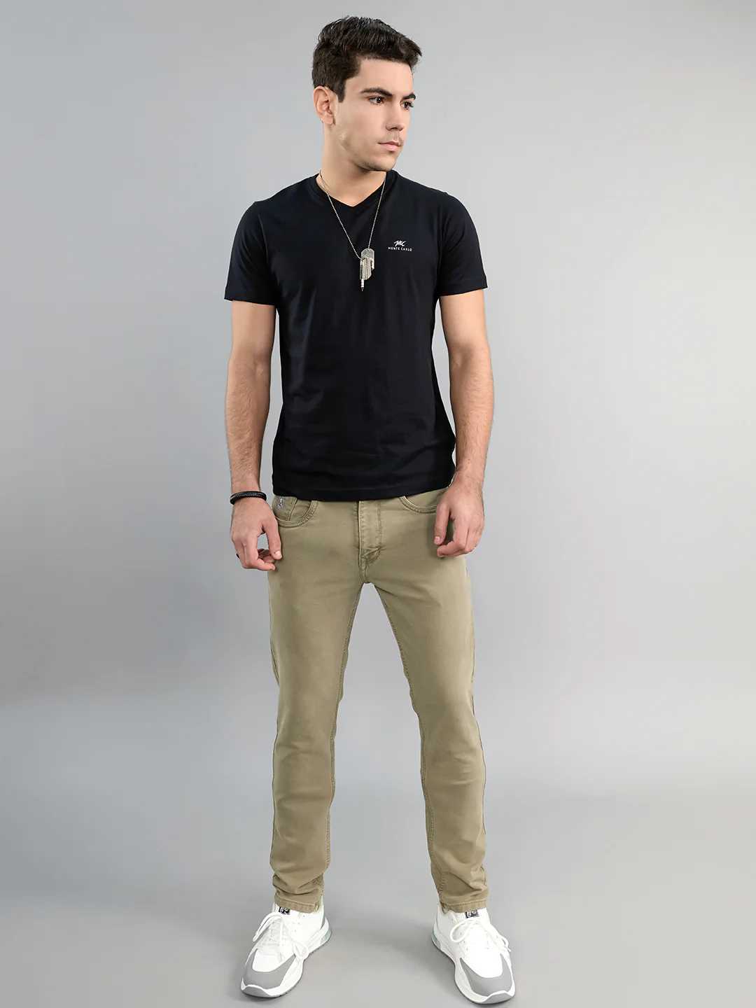 Men Green Light Wash Skinny Fit Denim - Image 6