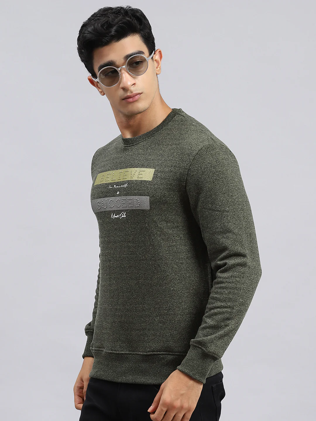 Men Green Plain Sweatshirt - Image 4