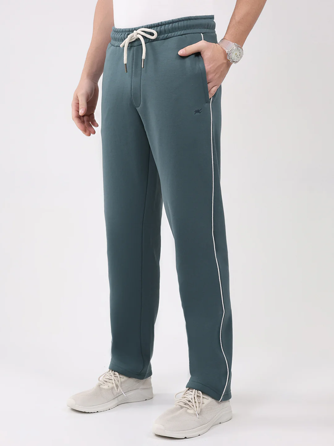 Men Green Printed Collar Full Sleeve Winter Tracksuit - Image 7