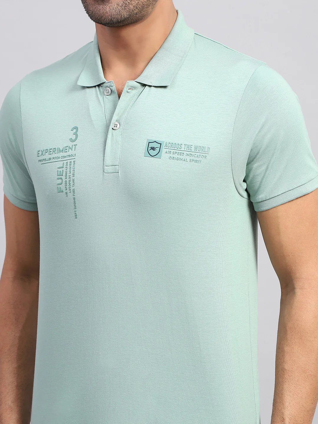 Men Green Printed Collar Half Sleeve T-Shirt - Image 6