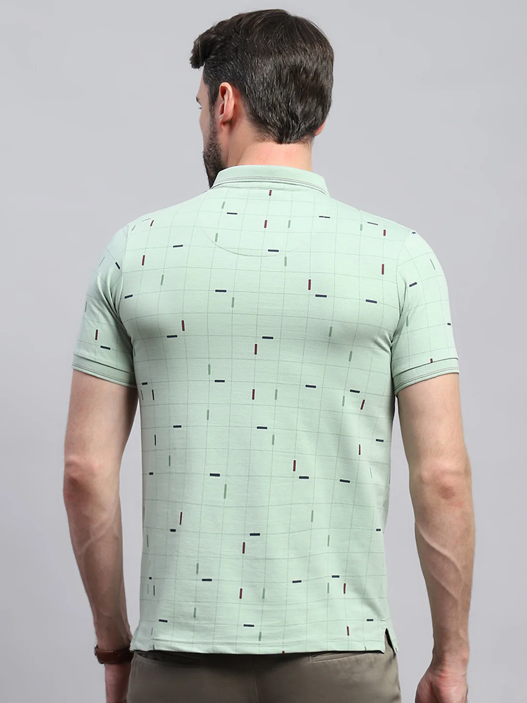 Men Green Printed Collar Half Sleeve T-Shirt - Image 5