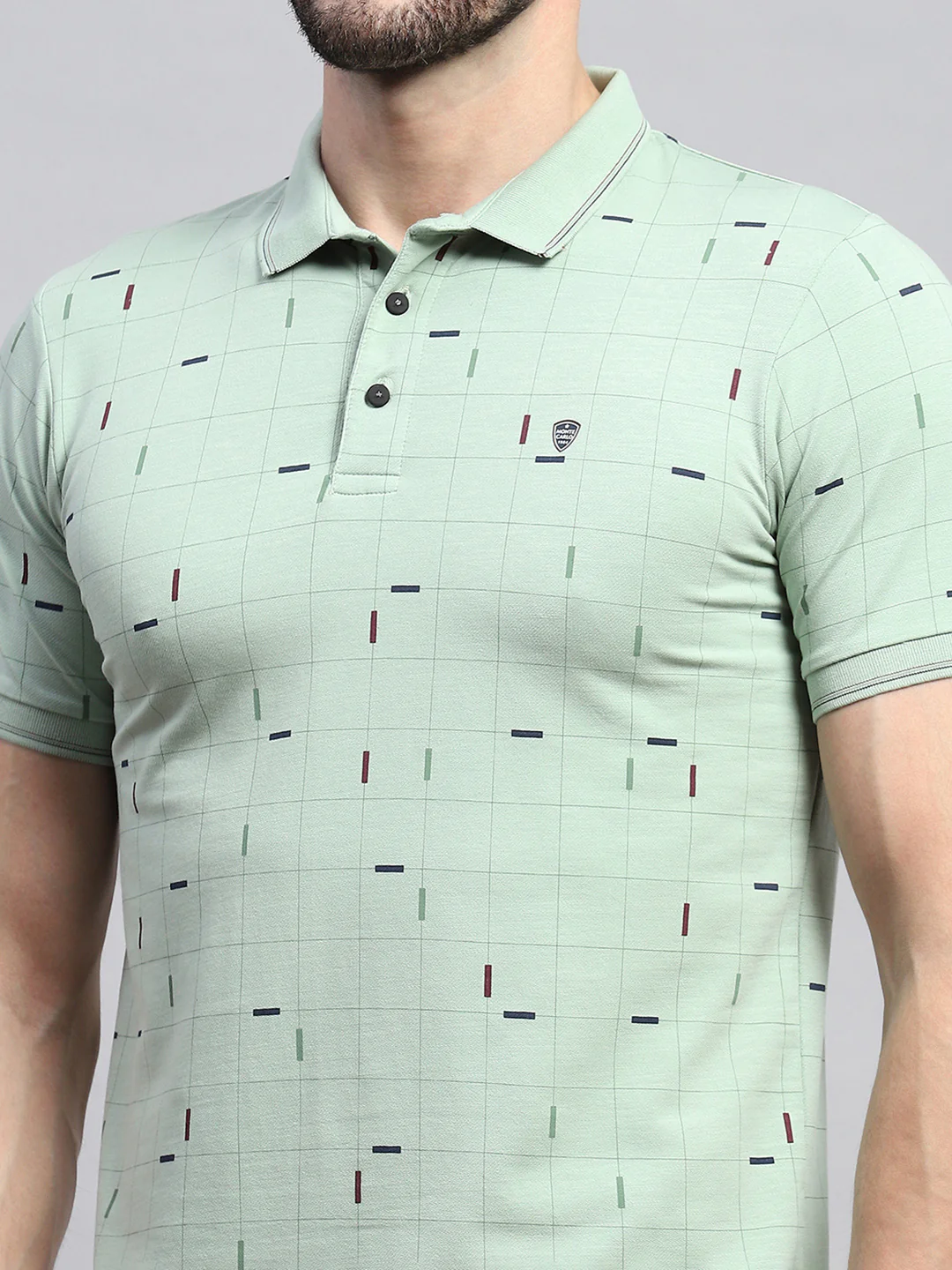 Men Green Printed Collar Half Sleeve T-Shirt - Image 6