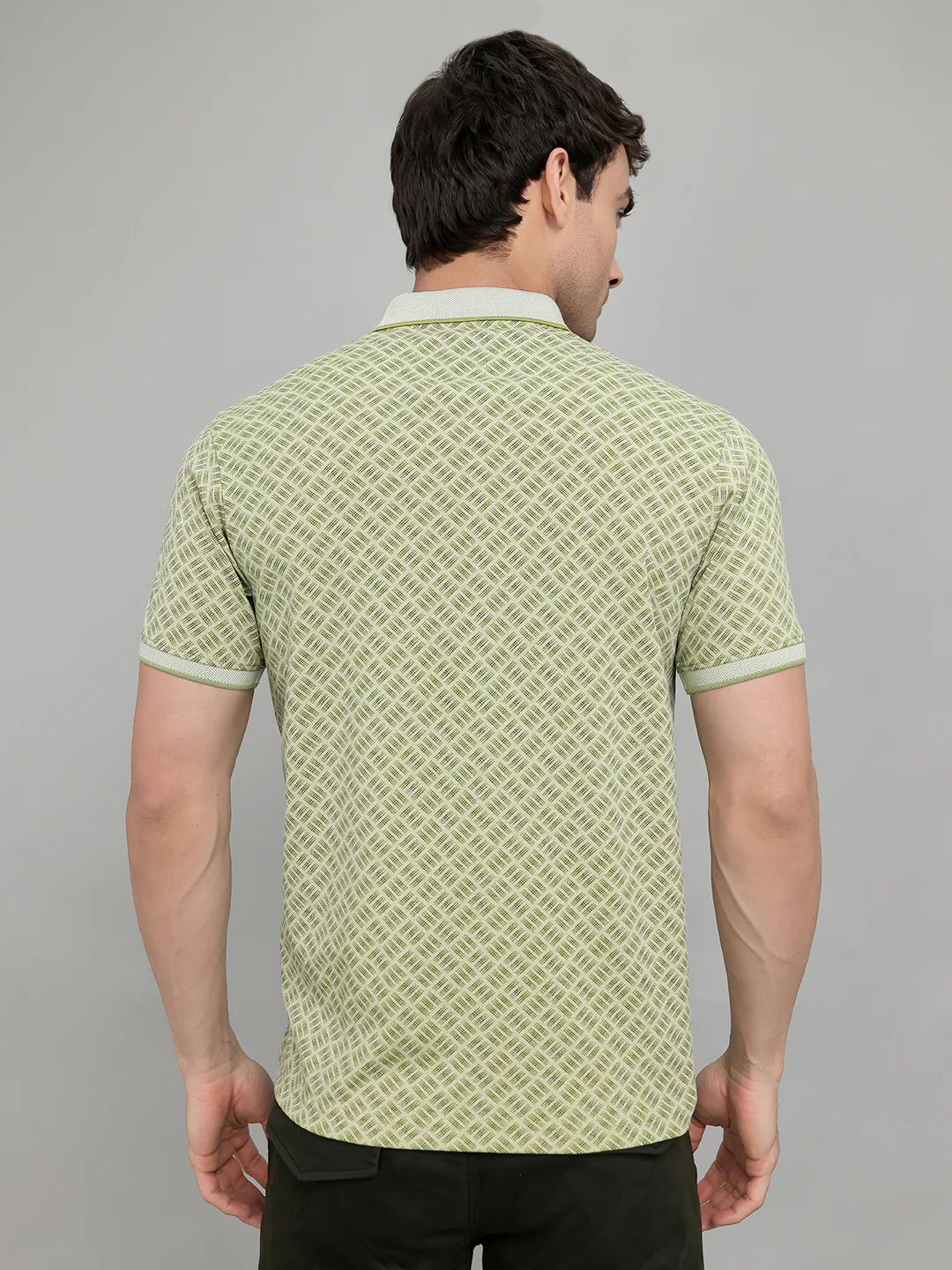 Men Green Printed Collar Half Sleeve T-Shirt - Image 5