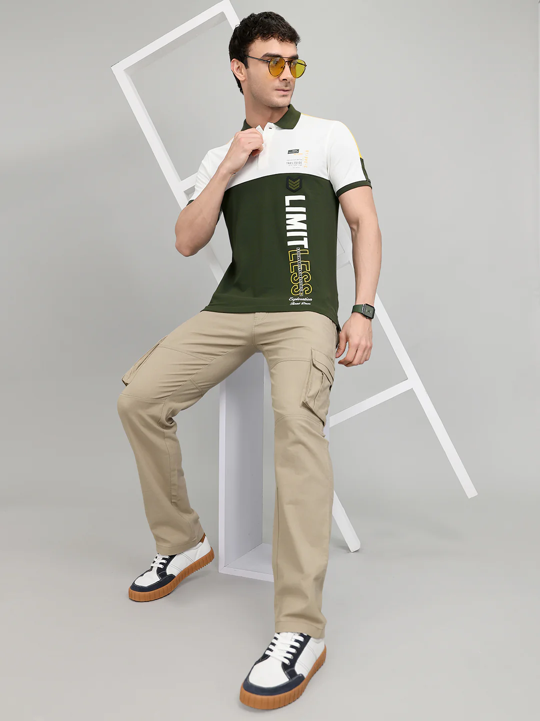 Men Green Printed Collar Half Sleeve T-Shirt - Image 6