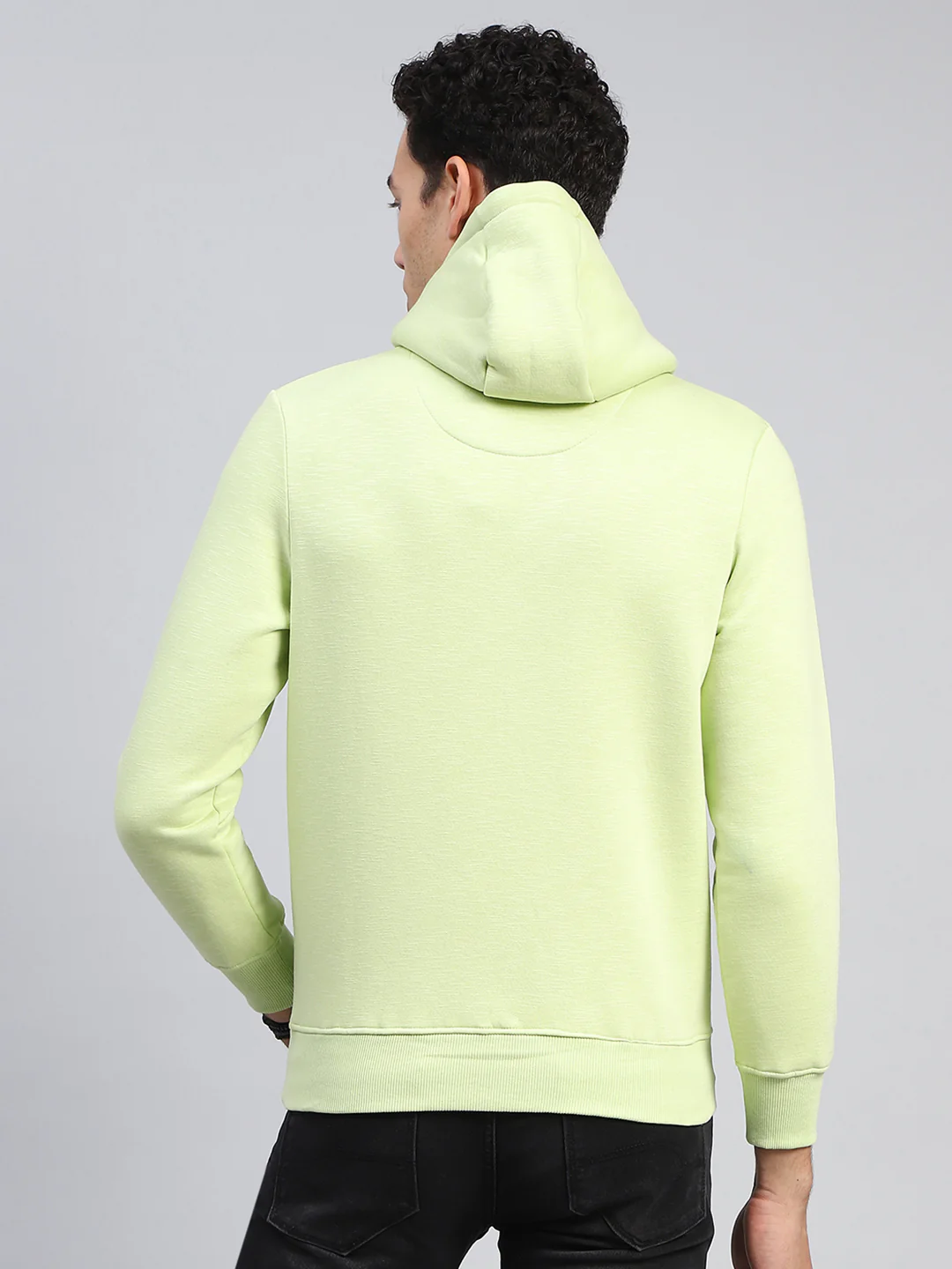 Men Green Printed Hooded Full Sleeve Sweatshirt - Image 5