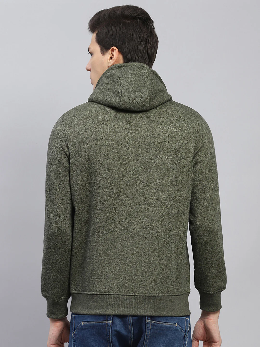 Men Green Printed Hooded Full Sleeve Sweatshirt - Image 5