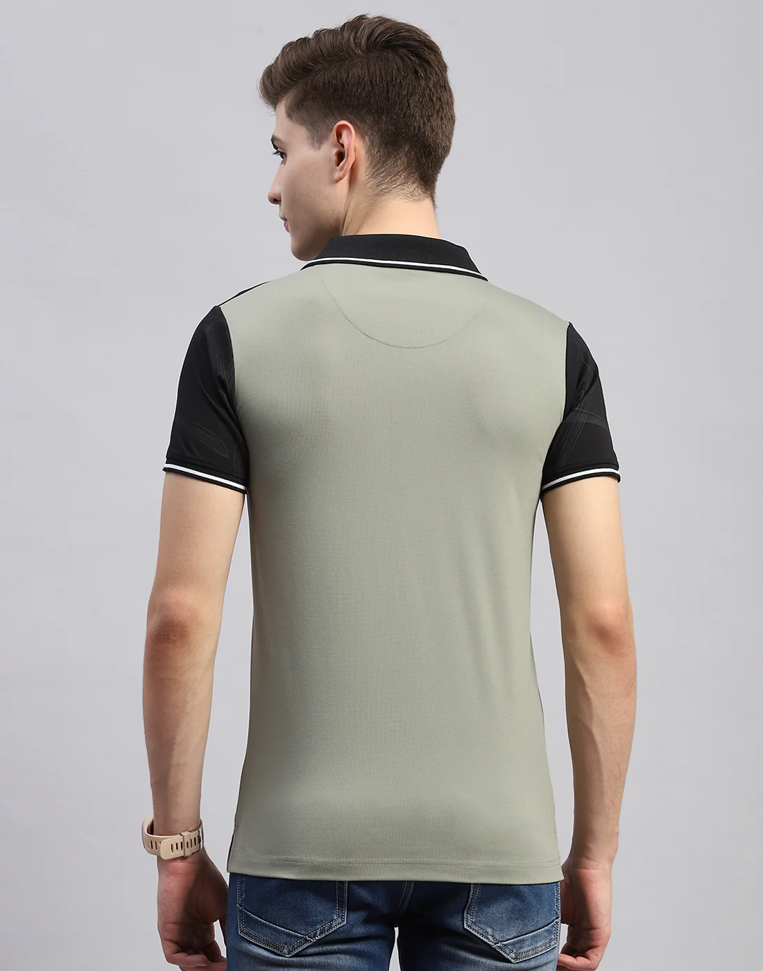 Men Green Printed Polo Collar Half Sleeve T-Shirt - Image 5