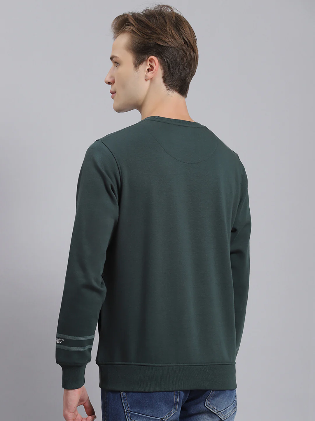 Men Green Printed Round Neck Full Sleeve Sweatshirt - Image 4
