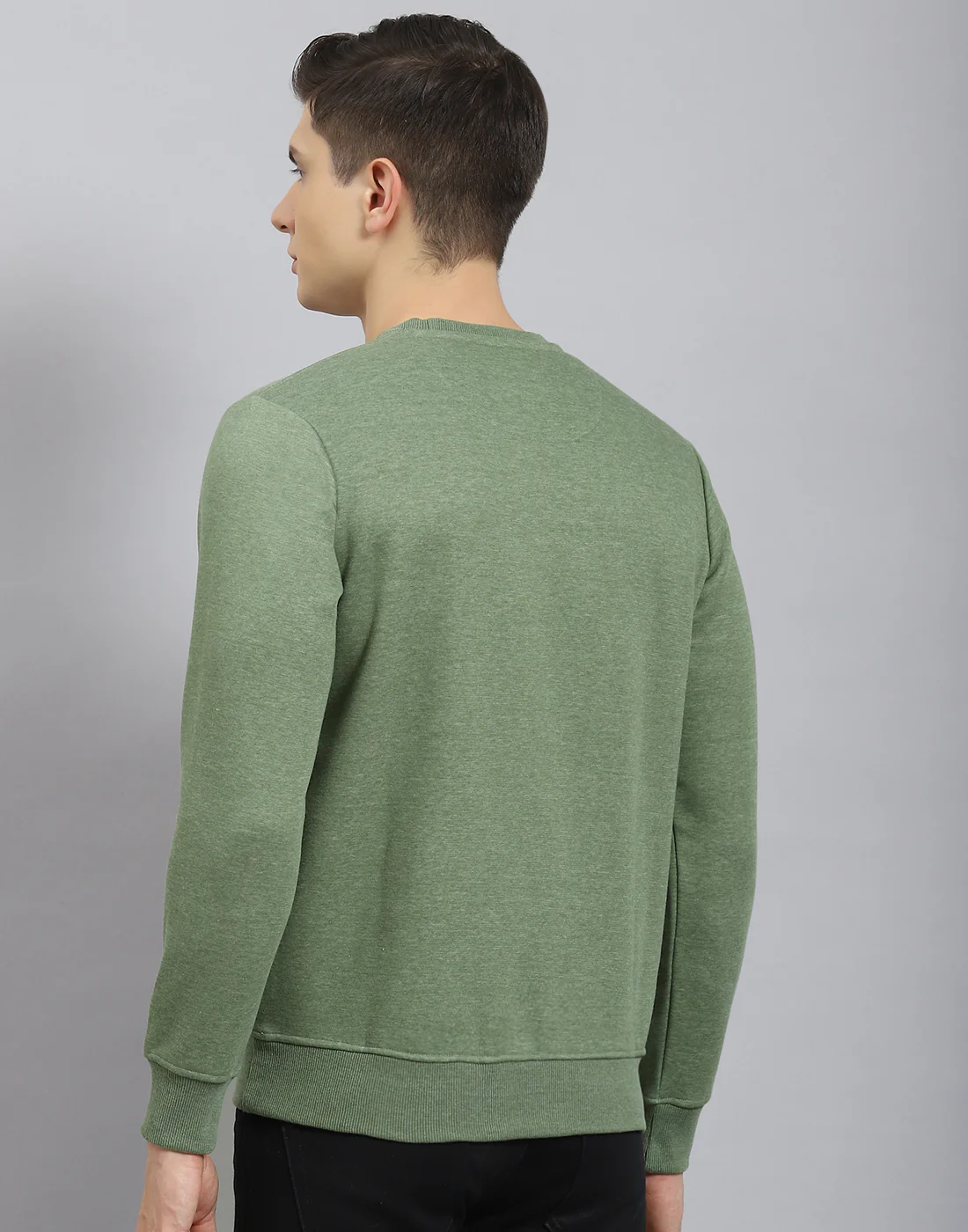 Men Green Printed Round Neck Full Sleeve Sweatshirt - Image 7