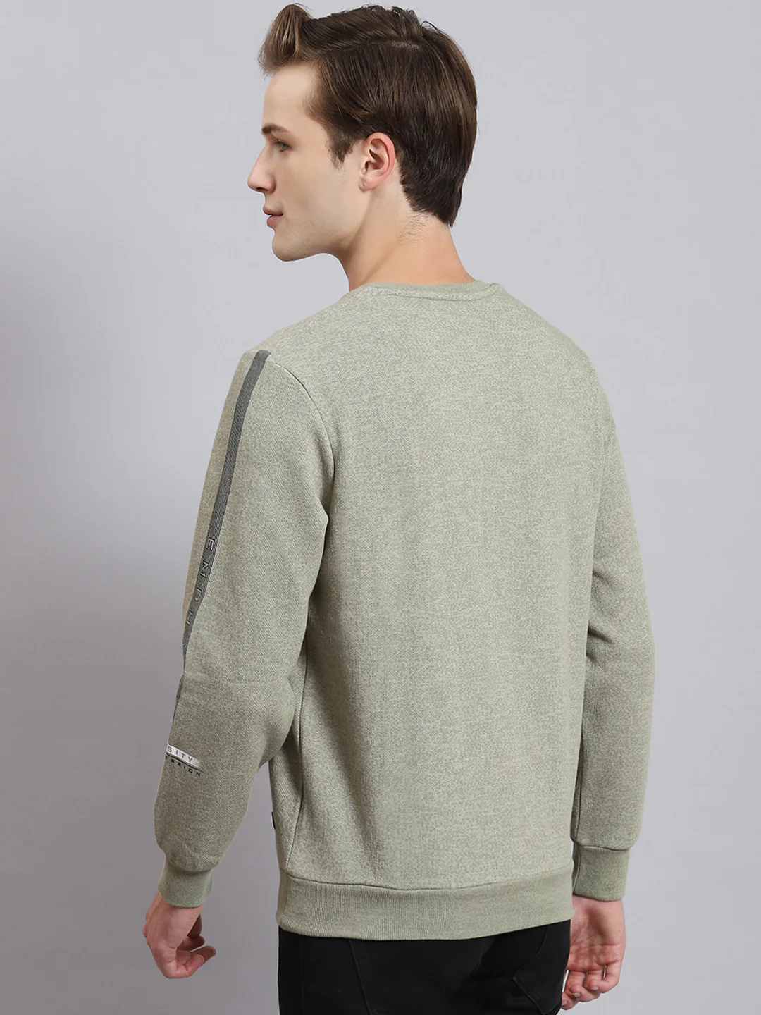 Men Green Printed Round Neck Full Sleeve Sweatshirt - Image 4