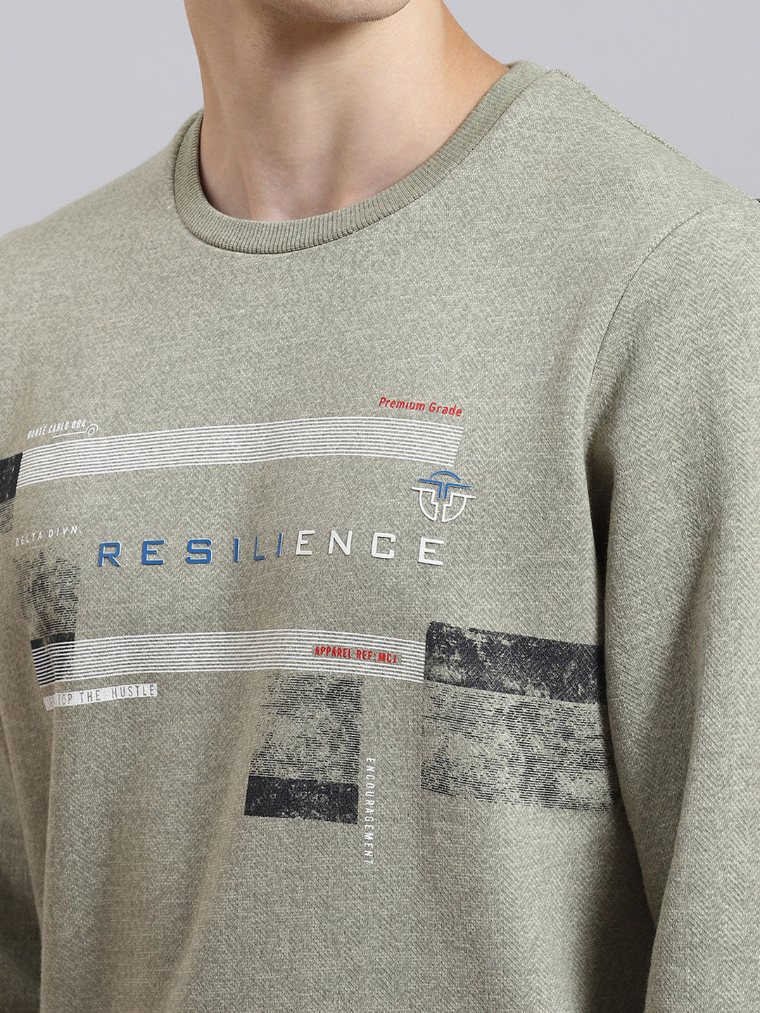 Men Green Printed Round Neck Full Sleeve Sweatshirt - Image 6