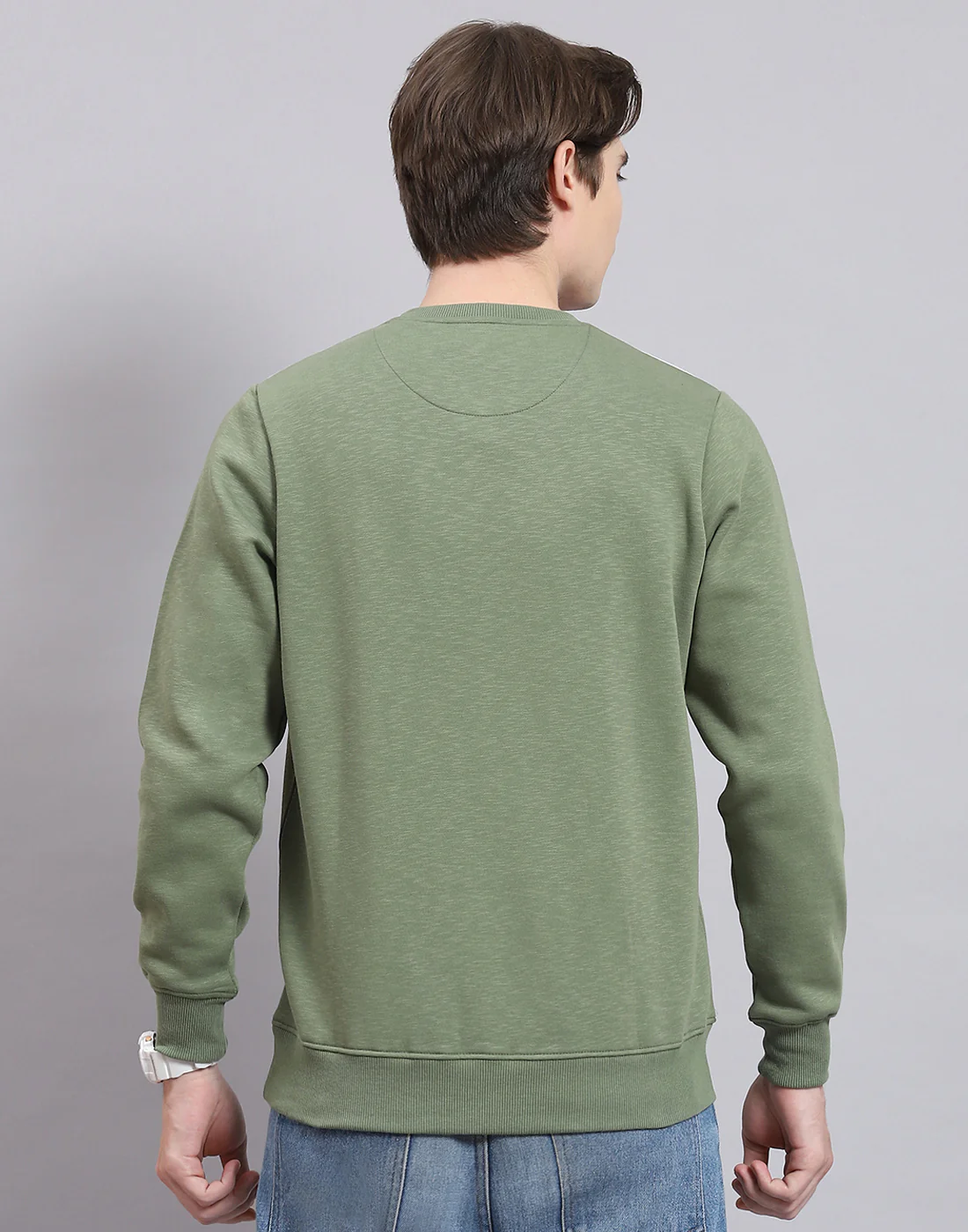 Men Green Printed Round Neck Full Sleeve Sweatshirt - Image 6