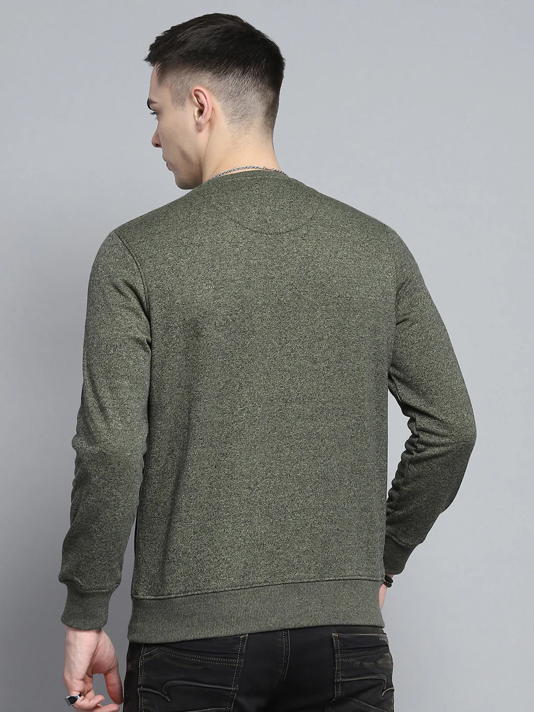 Men Green Printed Round Neck Full Sleeve Sweatshirt - Image 5