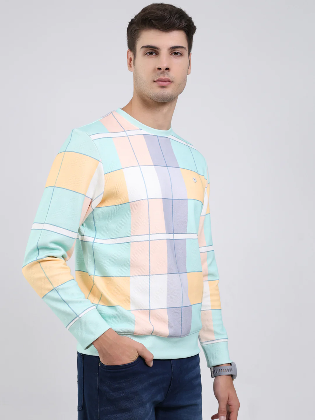 Men Green Printed Round Neck Full Sleeve Sweatshirt - Image 4