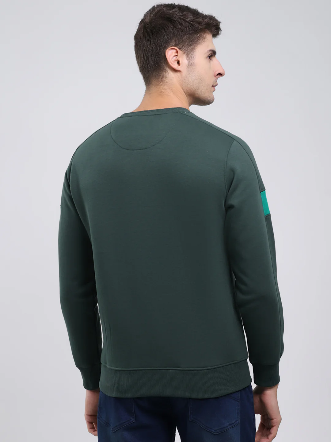 Men Green Printed Round Neck Full Sleeve Sweatshirt - Image 5