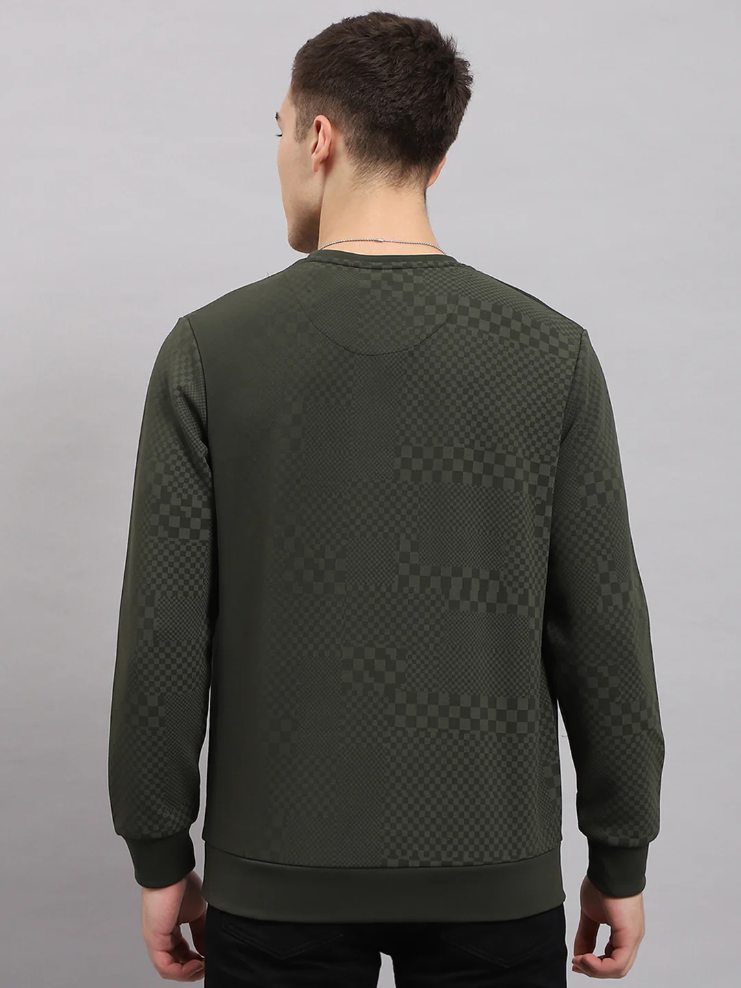 Men Green Printed Round Neck Full Sleeve T-Shirt - Image 5