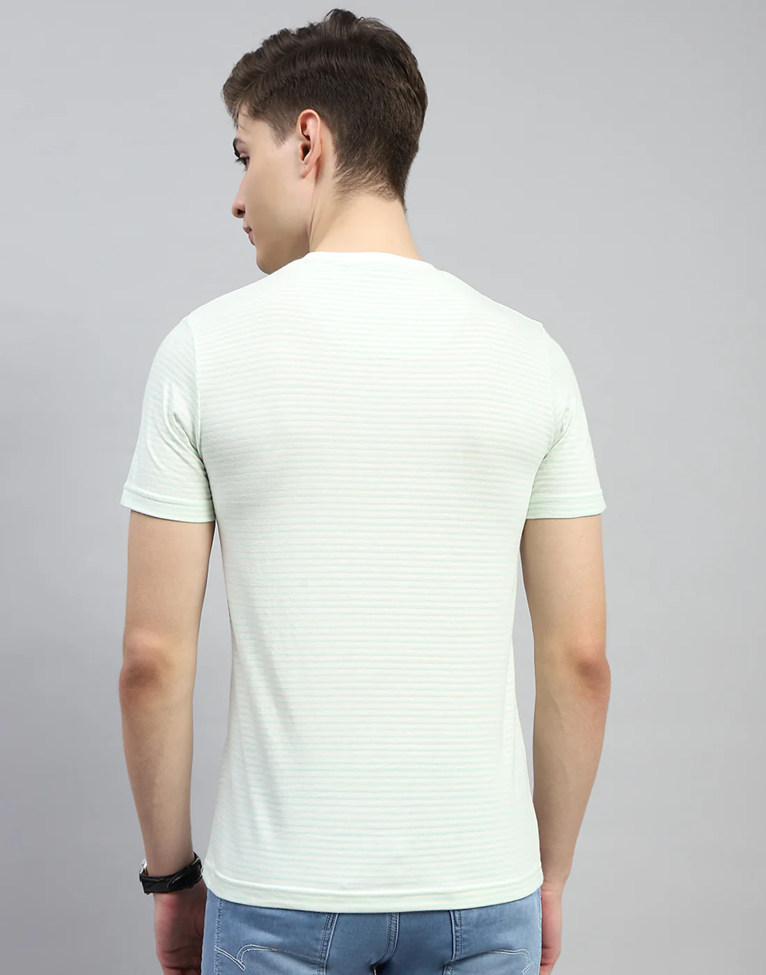 Men Green Printed Round Neck Half Sleeve T-Shirt - Image 6