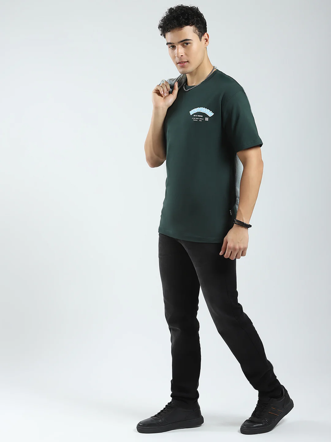 Rock.it Men Green Printed Round Neck Half Sleeve T-Shirt - Image 2