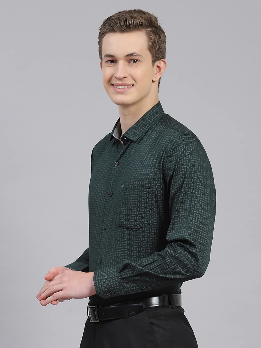 Men Green Printed Shirt - Image 4