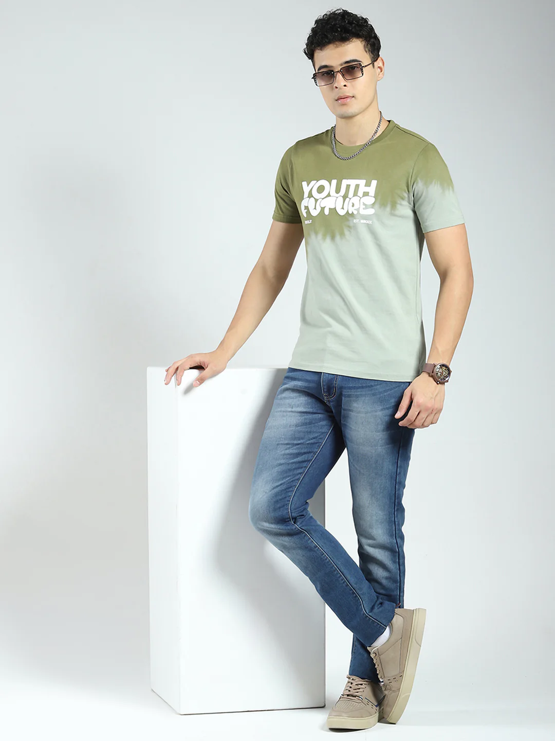 Rock.it Men Green Printed Round Neck Half Sleeve T-Shirt - Image 2