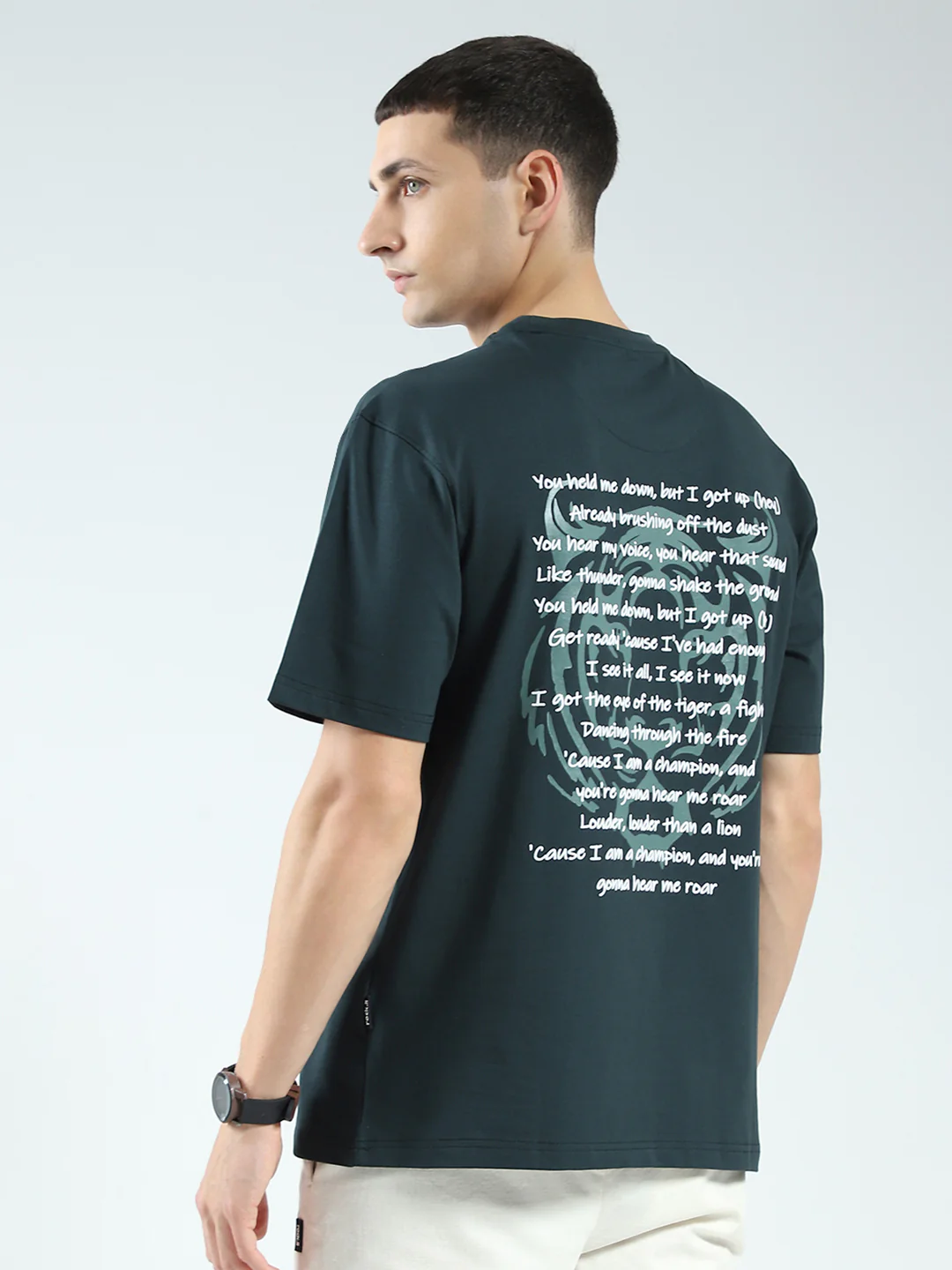 Rock.it Men Green Printed Round Neck Half Sleeve T-Shirt - Image 5