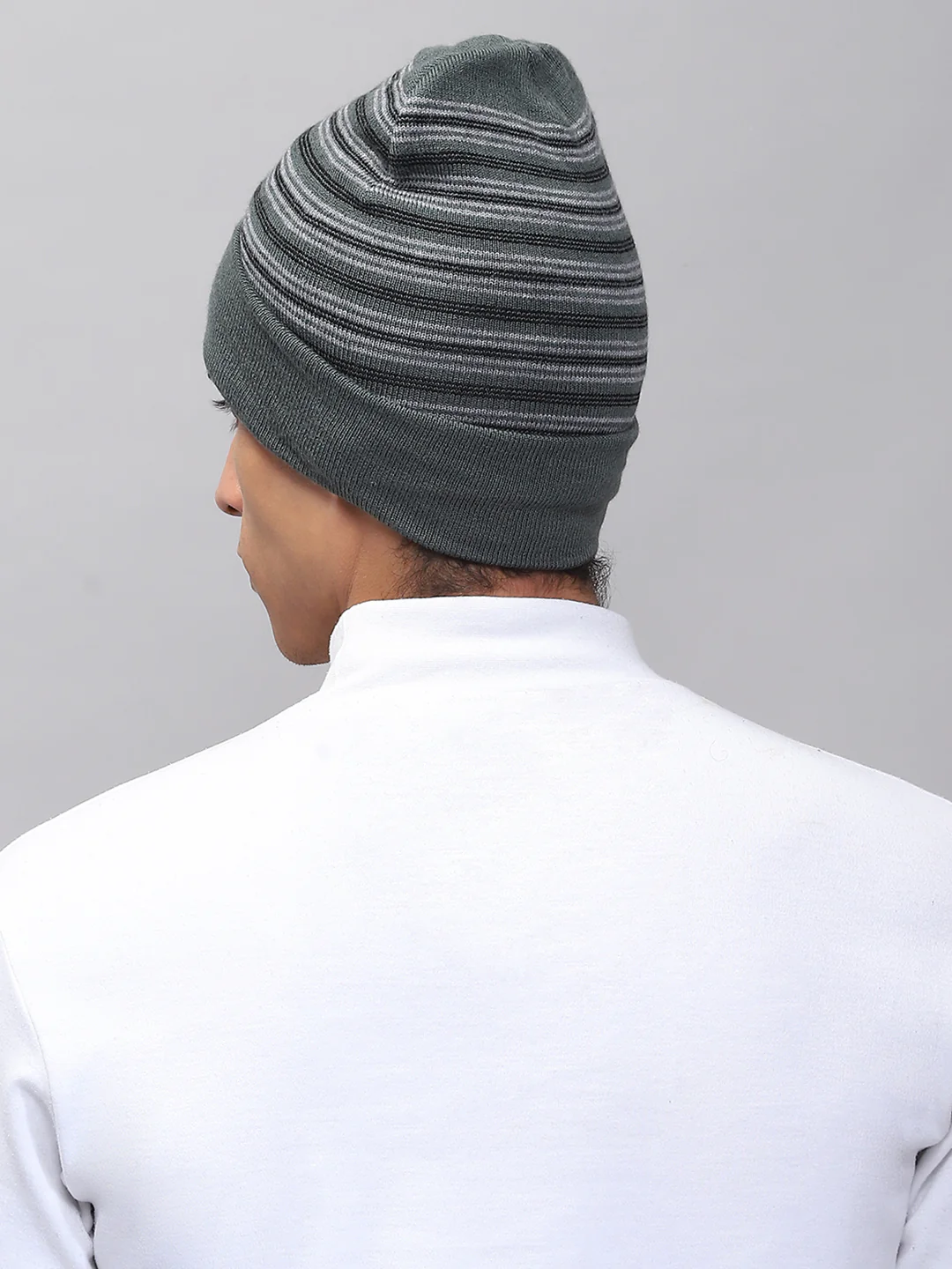 Men Green Self Design Cap - Image 5