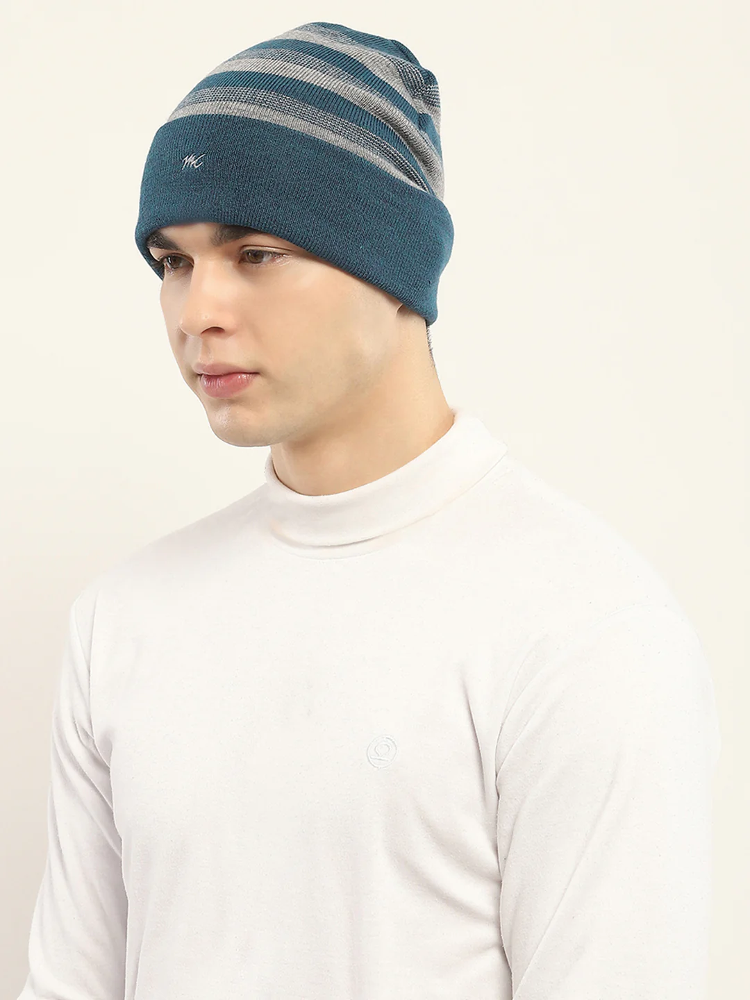Men Green Self Design Cap - Image 3