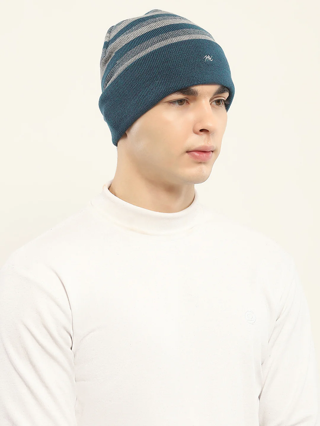 Men Green Self Design Cap - Image 4