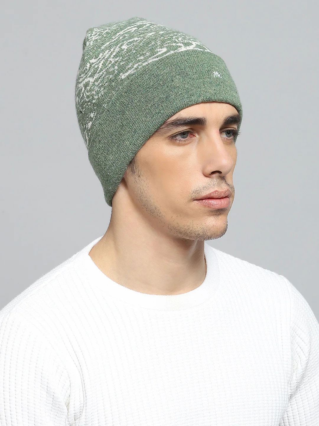 Men Green Self Design Cap - Image 4