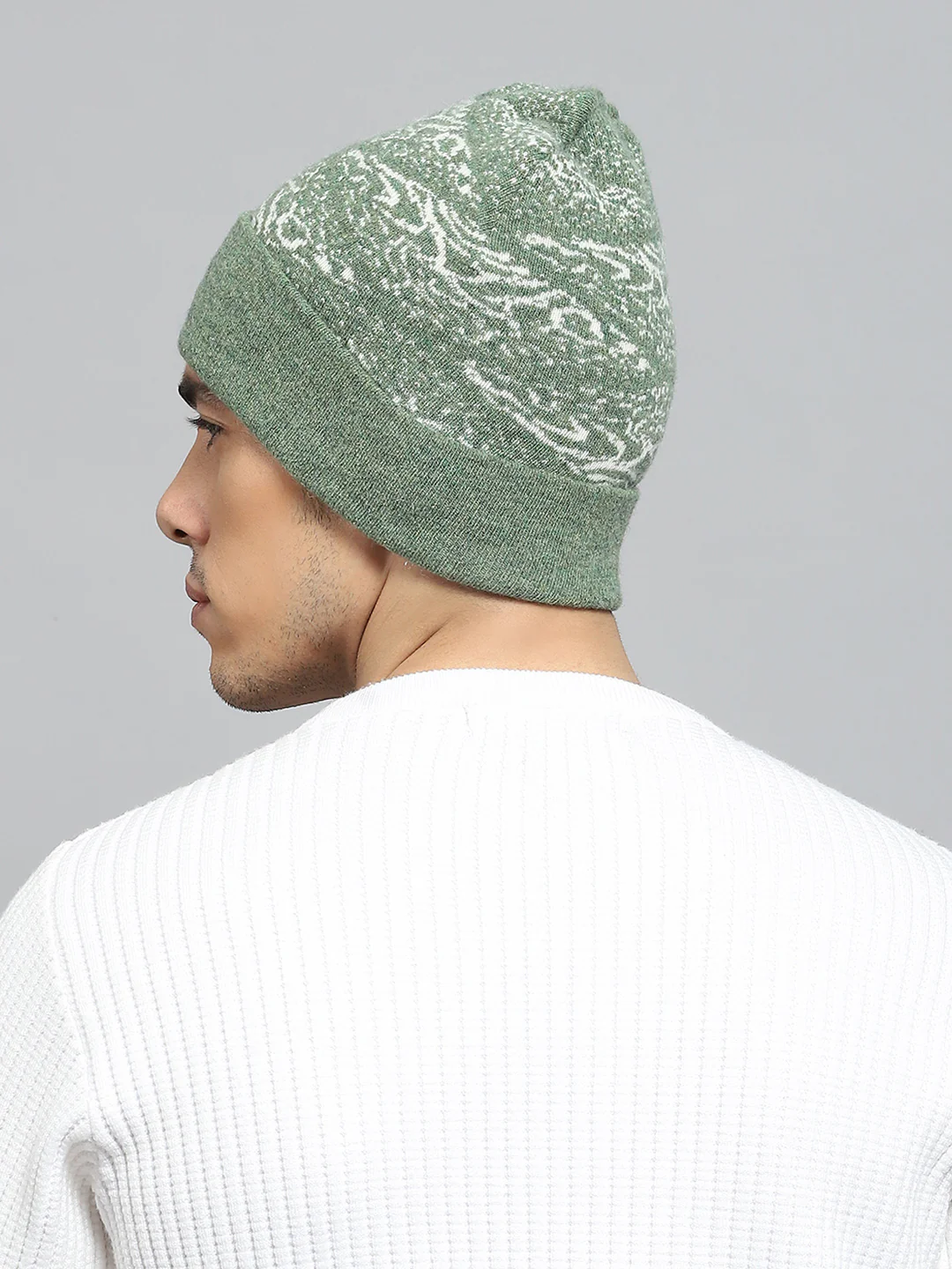 Men Green Self Design Cap - Image 5