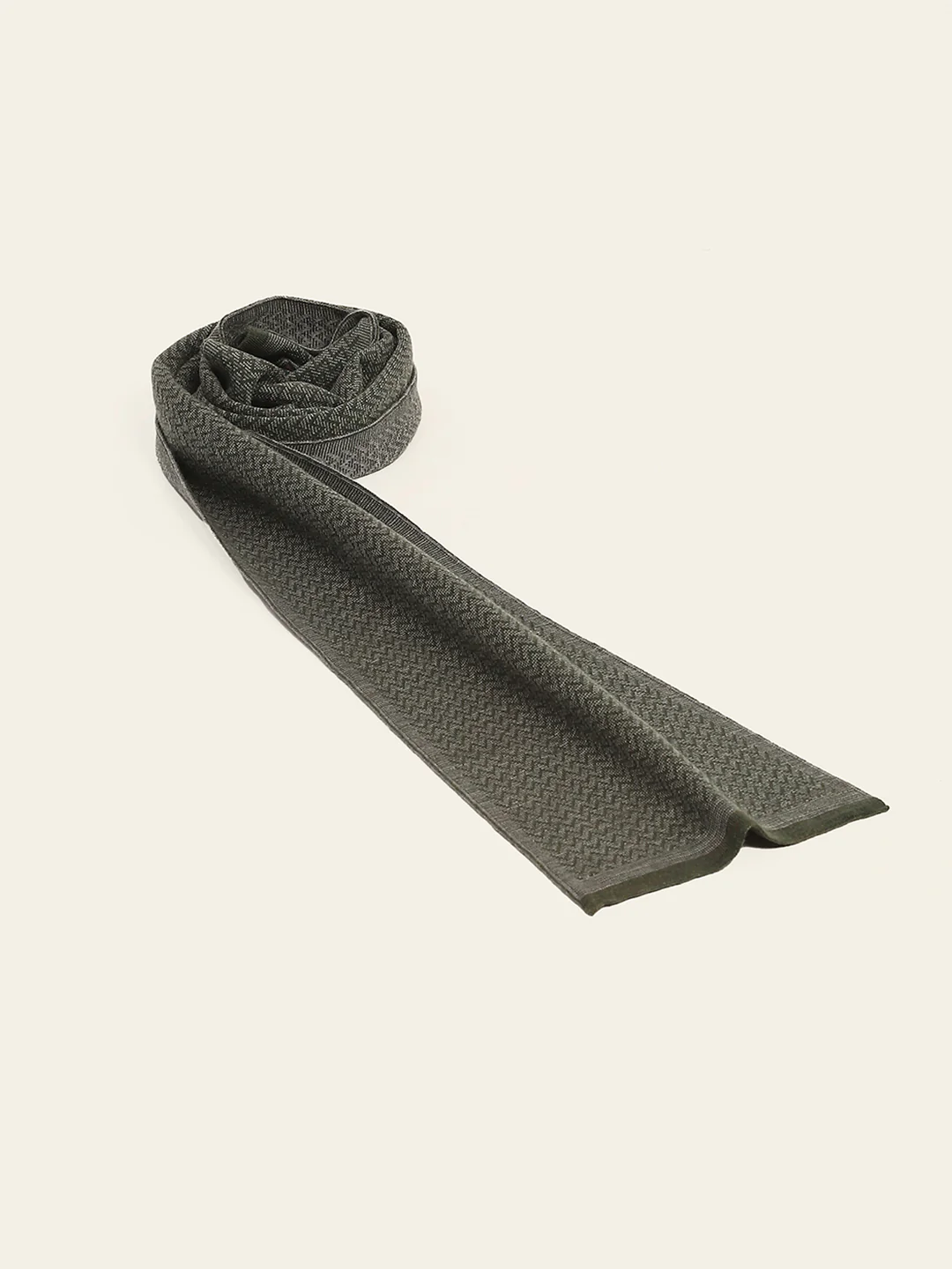 Men Green Self Design Muffler - Image 6