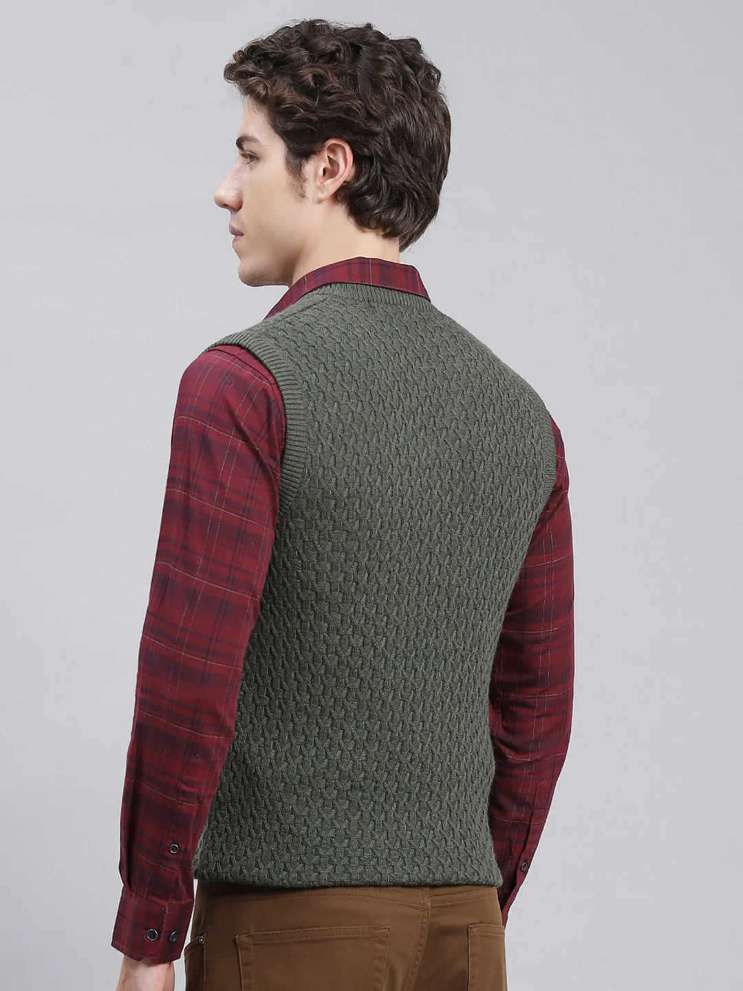 Men Green Self Design Wool blend Sweater - Image 5