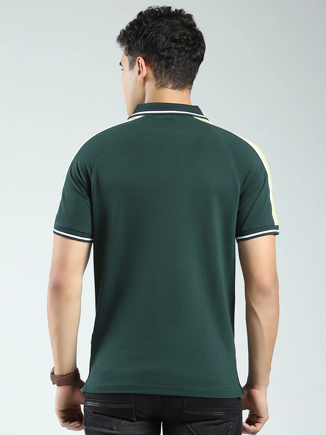 Rock.it Men Green Solid Collar Half Sleeve T-Shirt - Image 5