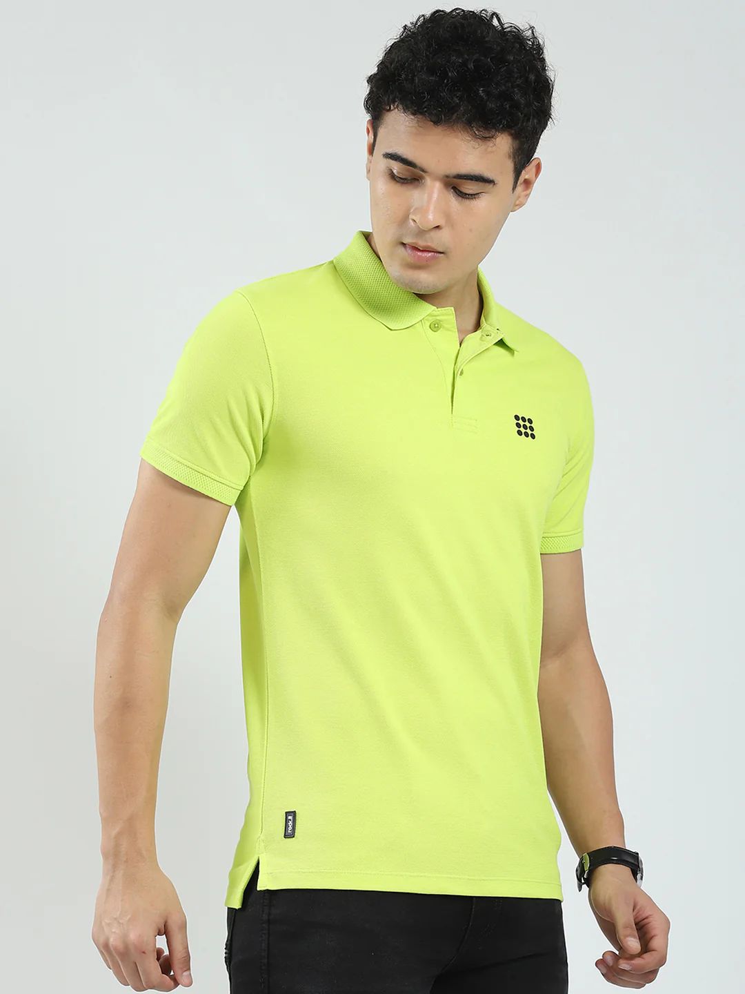 Rock.it Men Green Solid Collar Half Sleeve T-Shirt - Image 4