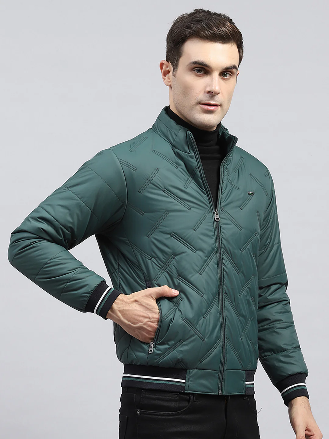Men Green Solid Detachable Hood Full Sleeve Jacket - Image 3