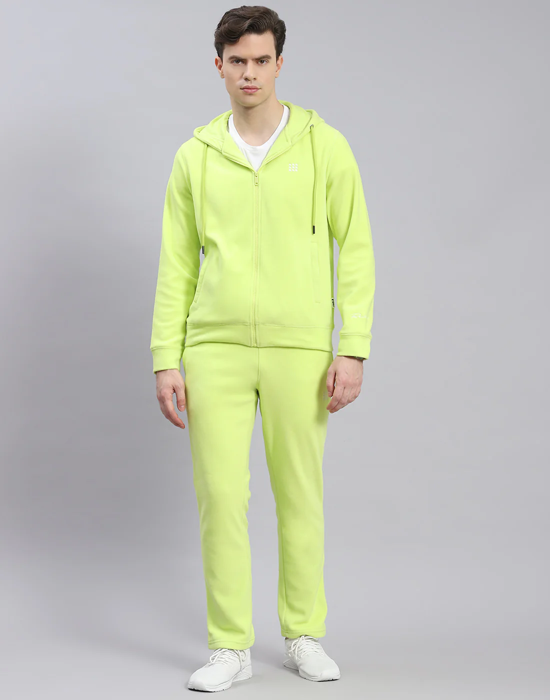 Rock.it Men Green Solid Hooded Full Sleeve Tracksuit - Image 2