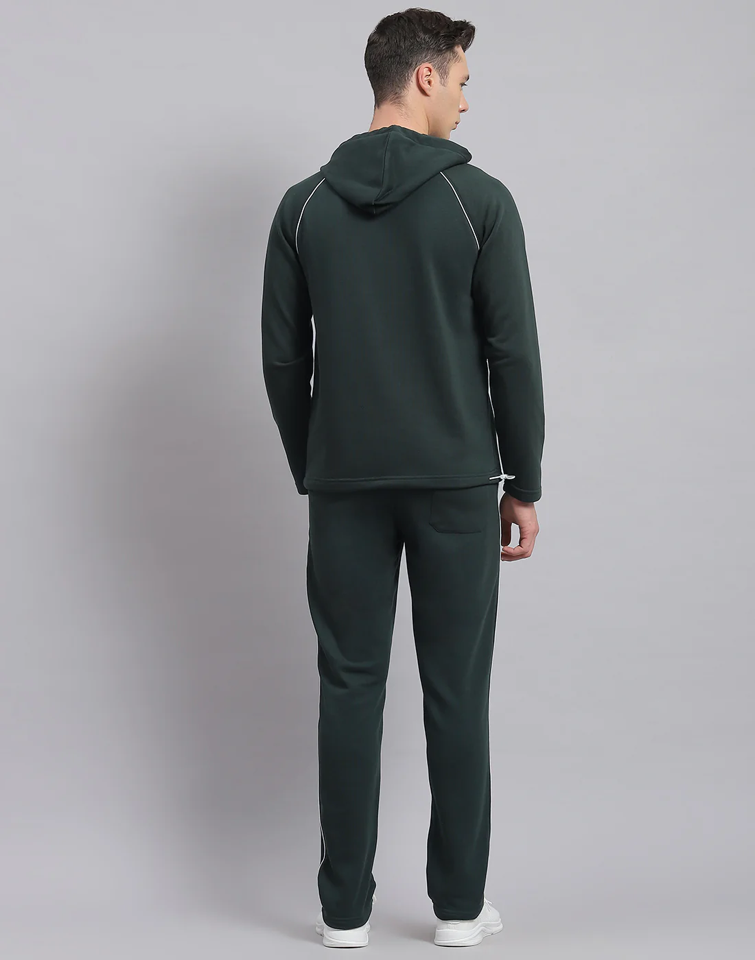 Rock.it Men Green Solid Hooded Full Sleeve Tracksuit - Image 5