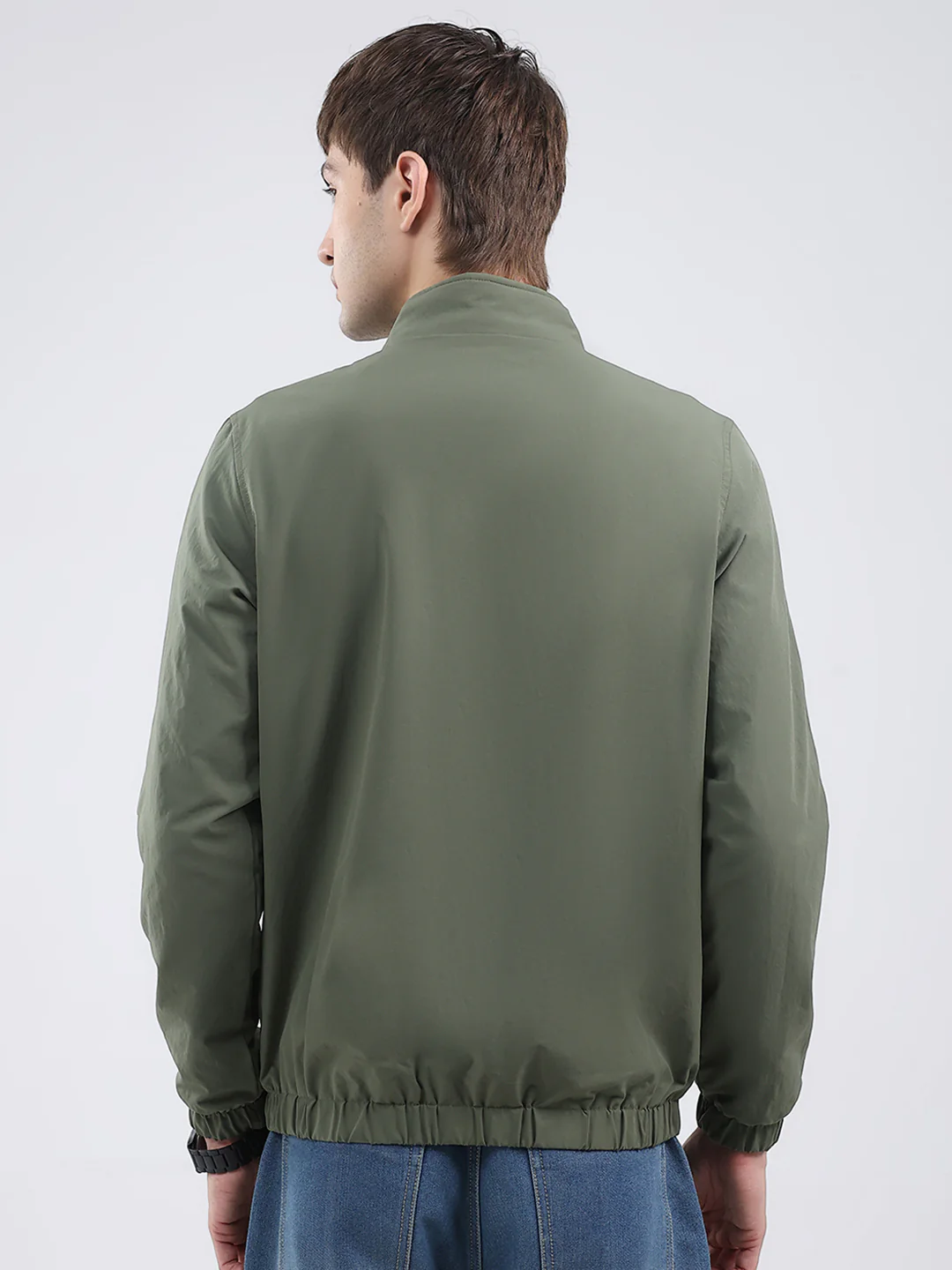 Rock.it Men Green Solid Mock Neck Full Sleeve Jacket - Image 5