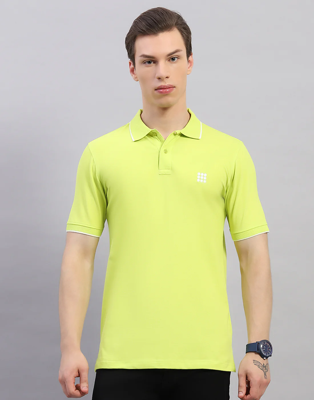 Rock.it Men Green Solid Polo Collar Half Sleeve T-Shirt - Image 2
