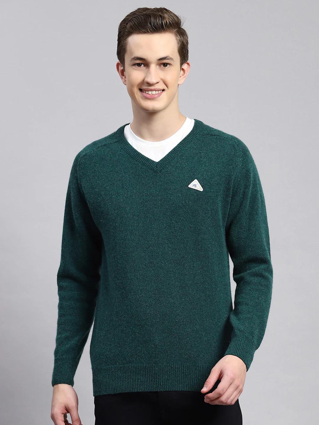 Men Green Solid Pullover - Image 2