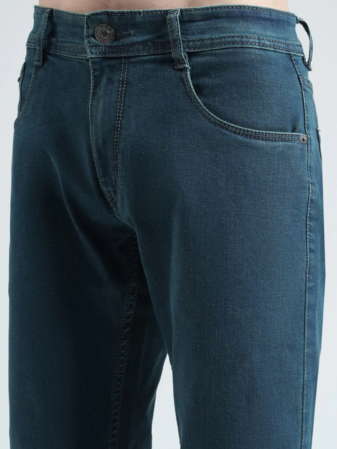 Men Green Solid Narrow Fit Denim - Image 6