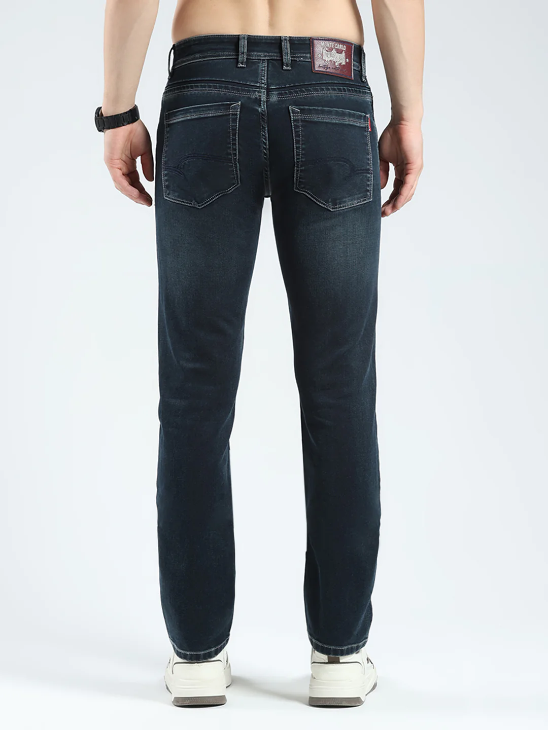 Men Green Solid Narrow Fit Denim - Image 5