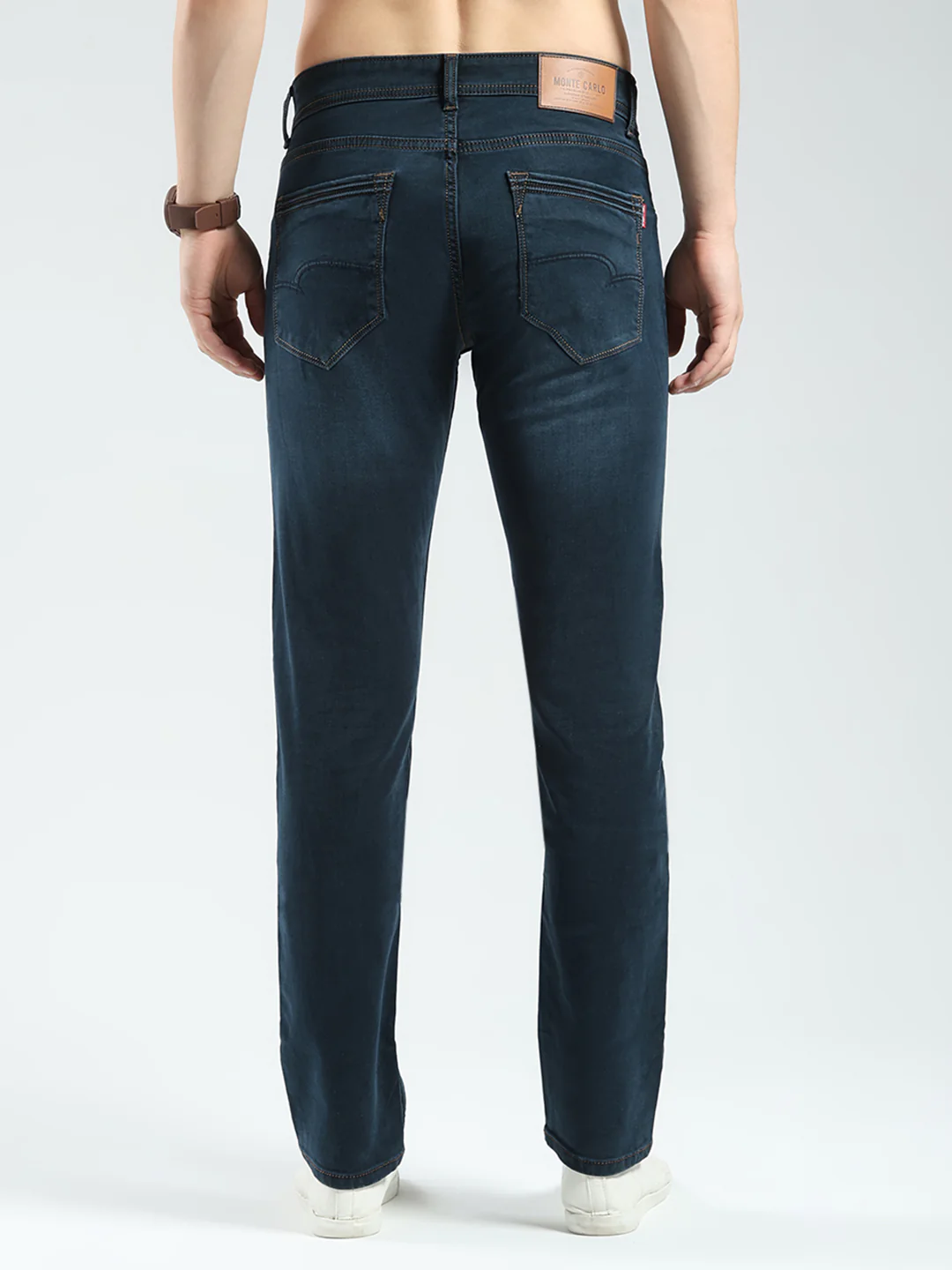 Men Green Solid Narrow Fit Denim - Image 5
