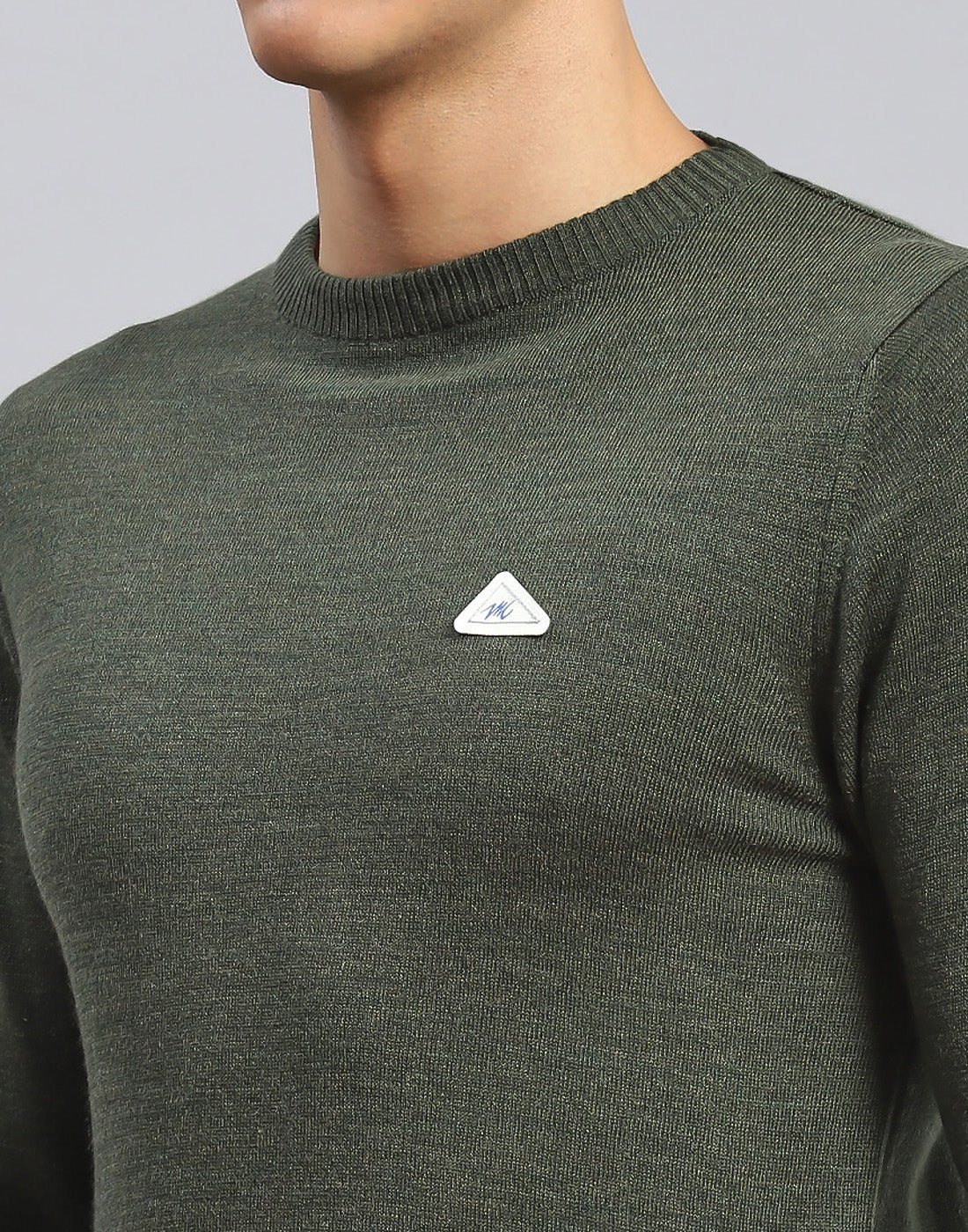 Men Green Solid Round Neck Full Sleeve Pullover - Image 6